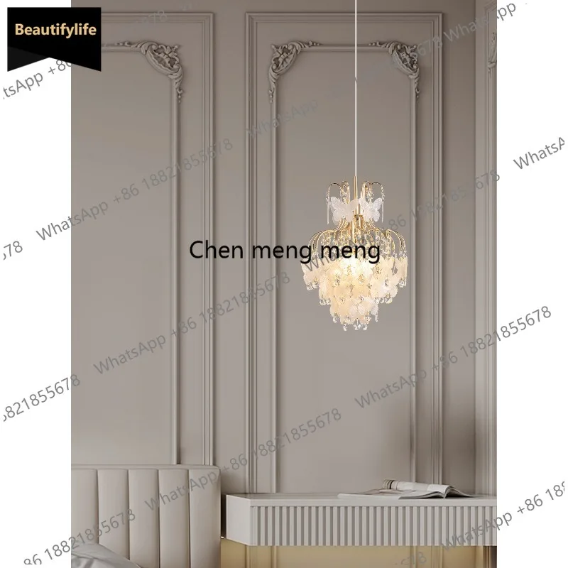 CC French crystal chandelier bedroom bedside lamp premium sense creative shell butterfly aisle porch