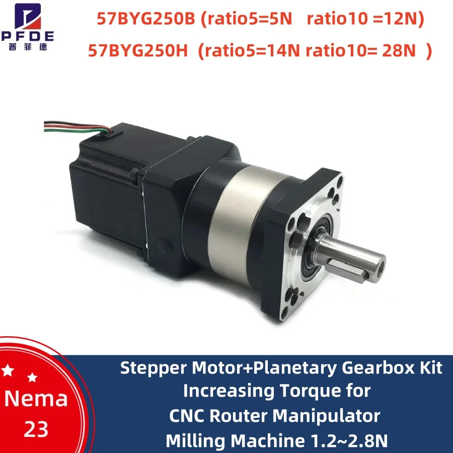 Nema23 Stepper Motor+ precision cPlanetary Gearbox kit，  Increasing Torque for CNC Router Manipulator Milling Machine 1.2~2.8N