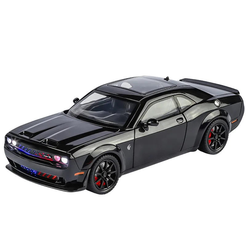 1:24 Challenger Hellcat Alloy Musle Car Model Diecasts Metal Sports Car Vehicles Model Sound Light Toy Ornament