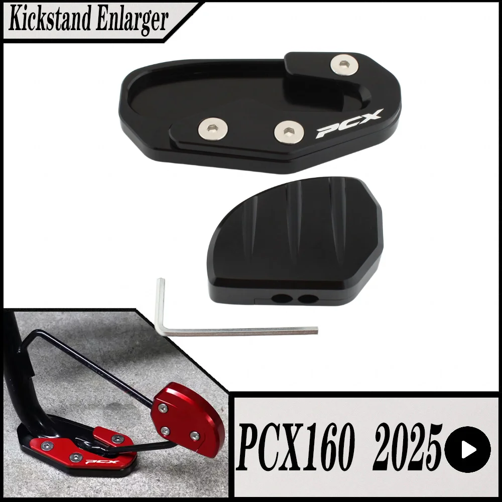 For HONDA PCX160 PCX 160 2025 Aluminum Side Stand Foot Pad Kickstand Enlarger Wide Base Helper Black Gold Red Titanium Blue