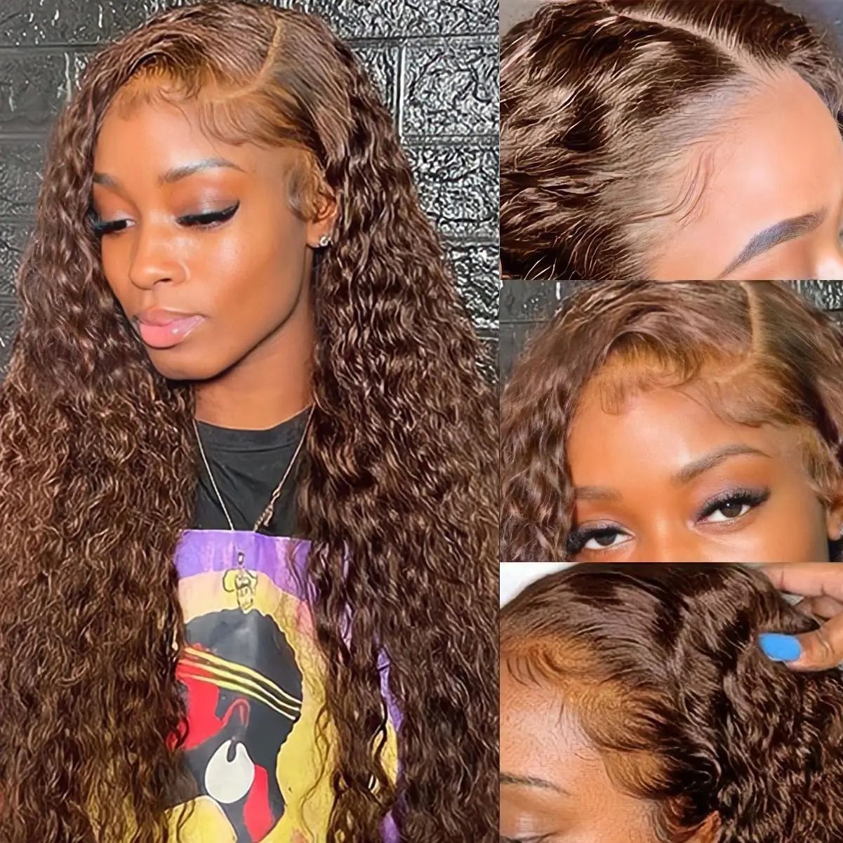 Peluca de cabello humano rizado marrón Chocolate de 40 pulgadas 200 de alta densidad suelta onda profunda 13x4 Hd peluca Frontal de encaje transparente peluca de color
