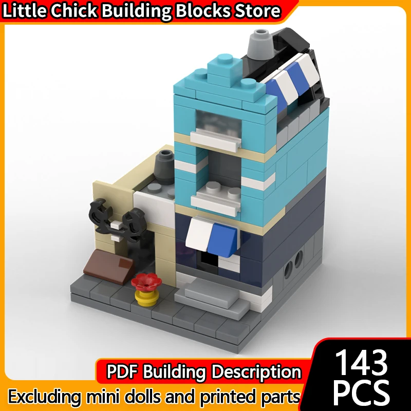 

City Street View Model MOC Building Bricks Mini Market Street Modular Technology Children Holiday Gifts Assemble Toys Suit