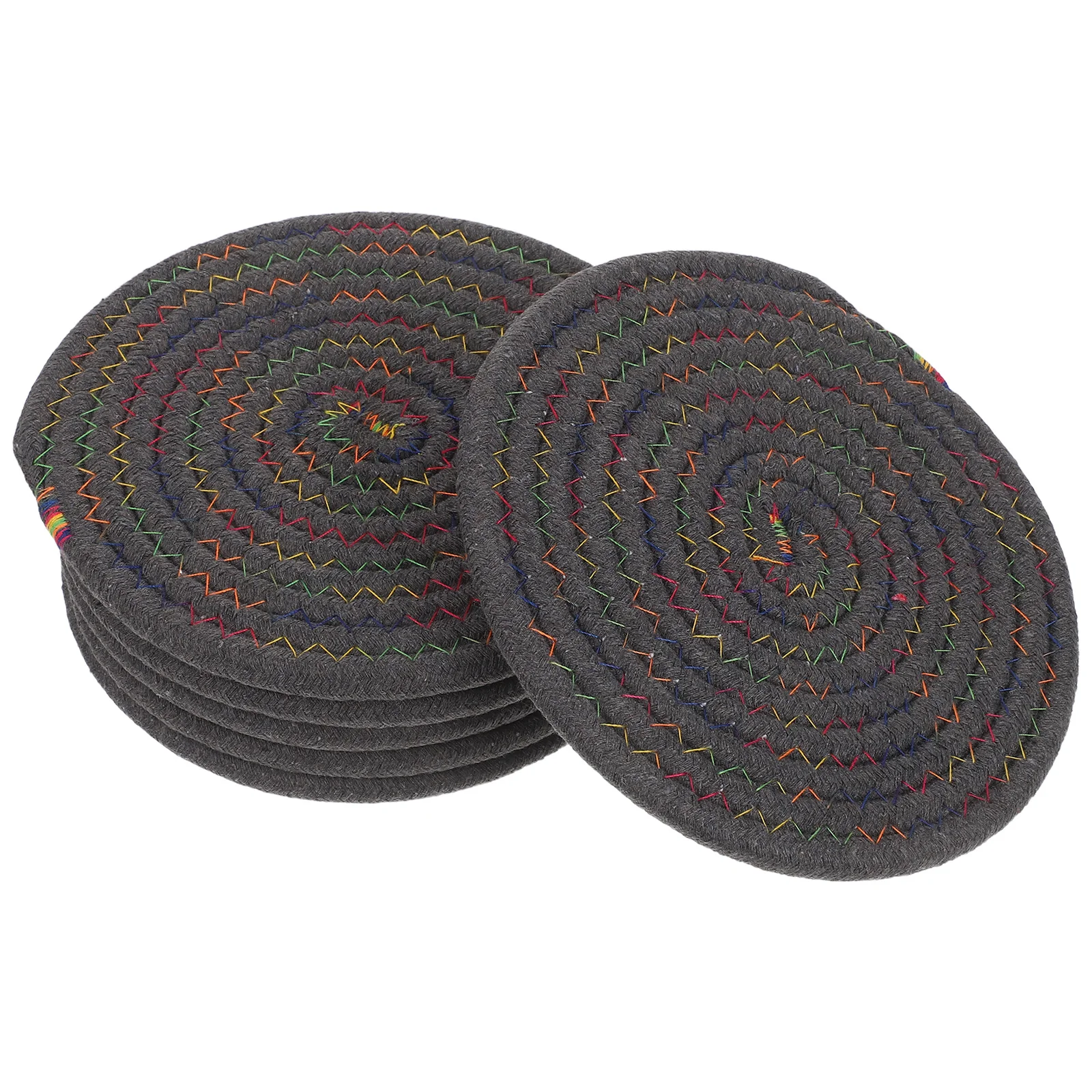 

6Pcs Round Cotton Hot Pot Holders Woven Insulated Coasters Thick Heat Resistant Table Placemats Kitchen Decor Tea Coaster