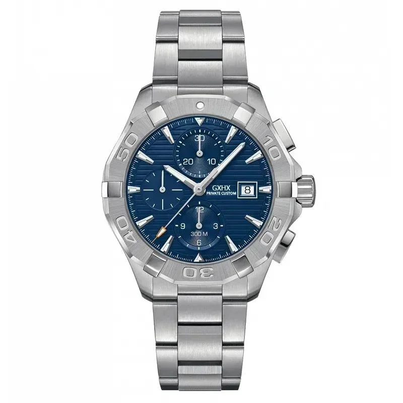 Модные мужские кварцевые часы с хронографом, классический ремешок из нержавеющей стали, 5 атм, водонепроницаемые, светящиеся, японский механизм VK Модные мужские кварцевые часы с хронографом, классический ремешок из нержавеющей стали, 5 атм, водонепроницаемые, светящиеся, японский механизм VK