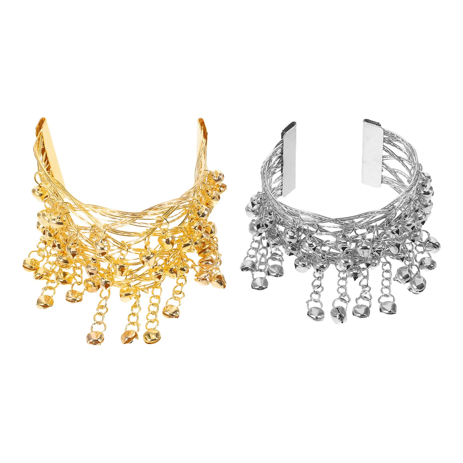 2 個ベリーダンスアームブレスレットメタルカフバングル伝統的なモダンスタイルのメロディアスベル快適なダンス衣装アクセサリー