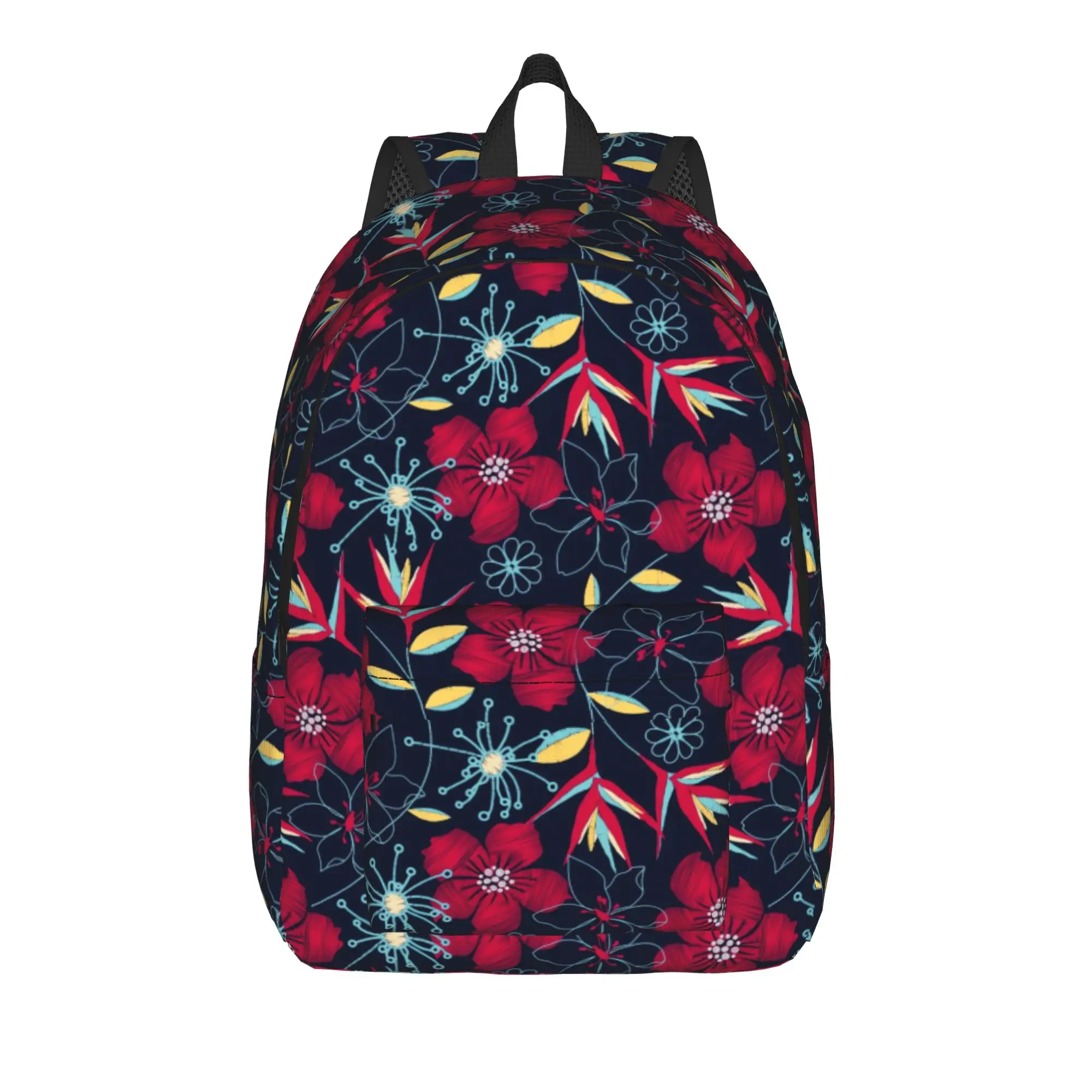 Tropical Hibiscus Embroidery   (3) Backpack  Travel Backpacks Women Men High Quality Lightweight School Bags Kawaii Rucksack