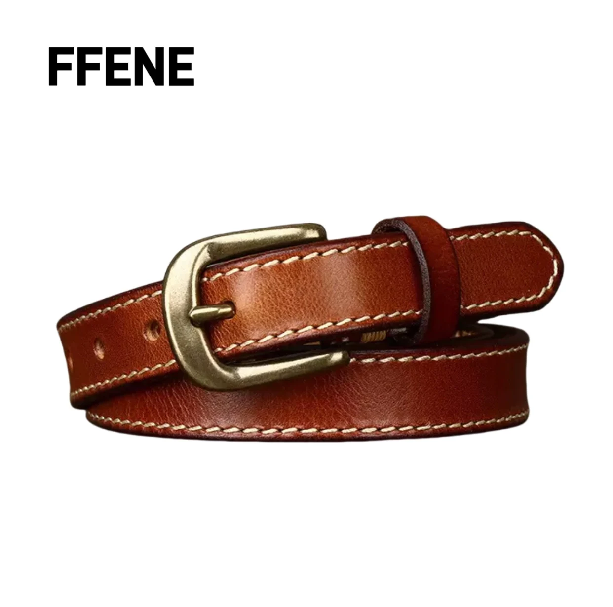 

Luxurious 2.4 cm wide Korean fashion trend decorative thin belt for women with copper buckle, high-end feeling, pure cow leather