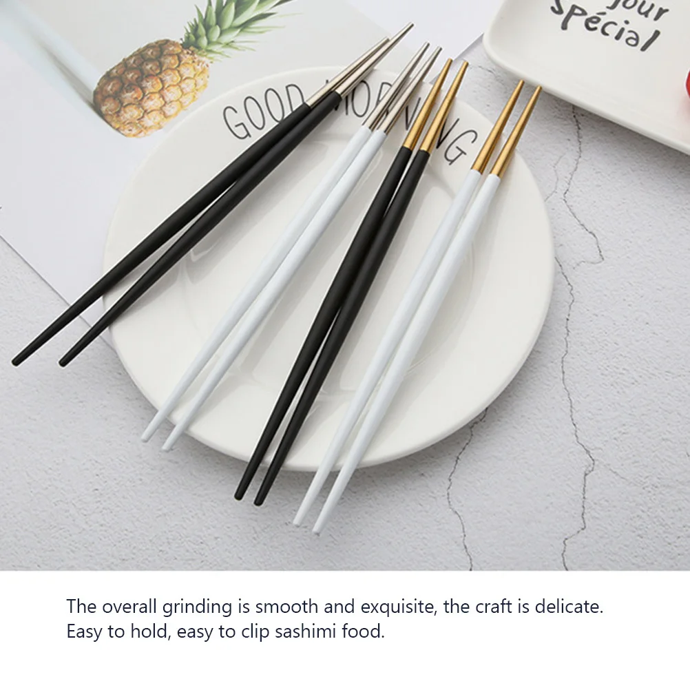 

2Pairs Stainless Steel Pointed Chopsticks Smooth Craft Lightweight Convenient Sushi Sashimi Home Use Japanese Style Tableware