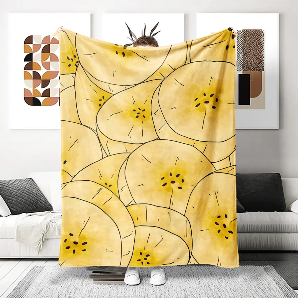 Banana Slices Dense Flannel Fleece Throw Blanket for Couch Sofa Lightweight Cozy Plush Blanket for Travel Office Nap