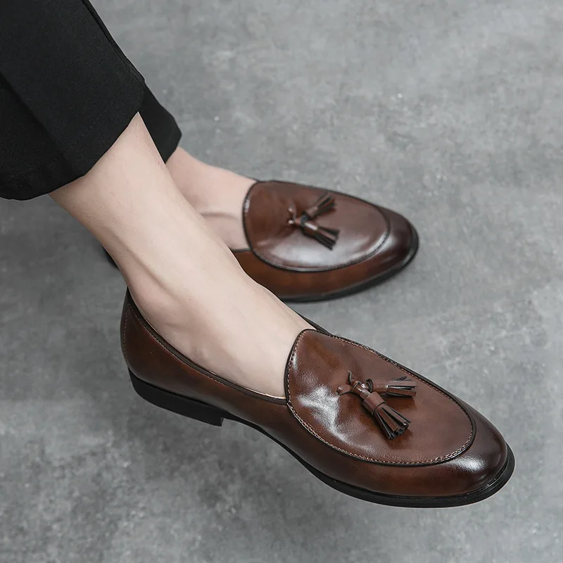Italian Brand Men Shoes Formal Loafers Men Dress Shoes Oxford Sepatu Slip On Pria Wedding Men Shoes Elegant Chaussure Homme Bona