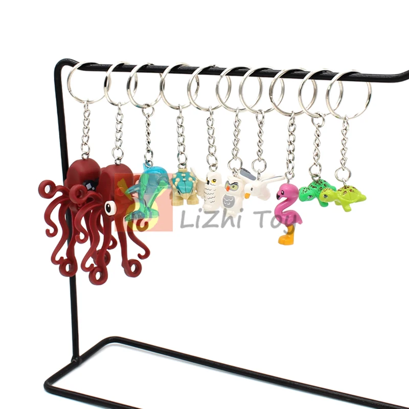MOC – blocs de construction créatifs, porte-clés, pendentif Animal, dessin animé, ensemble de modèles de briques, jouet Surprise pour enfants, cadeau d'anniversaire