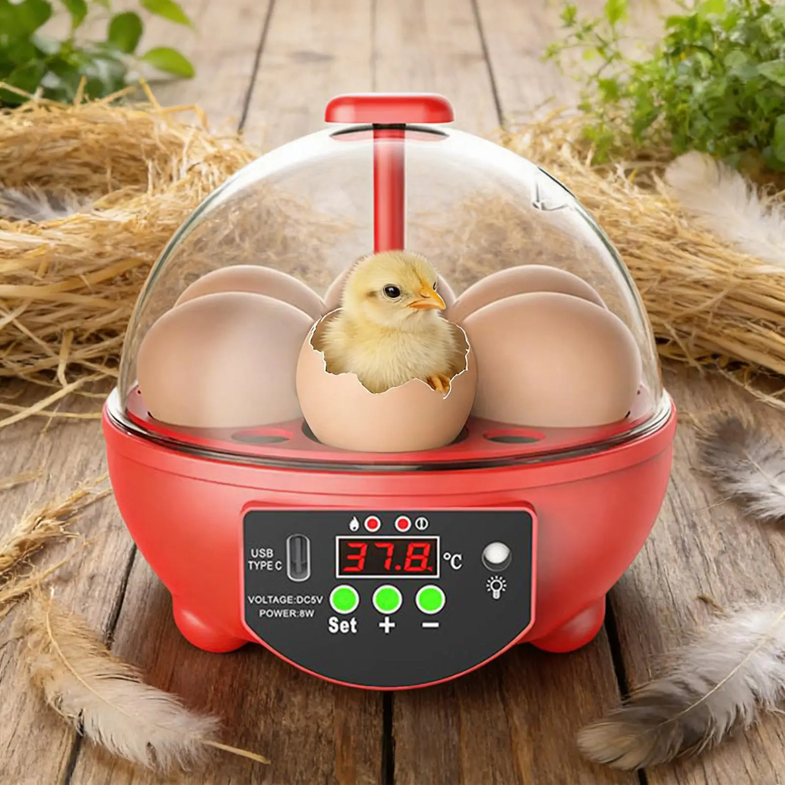 

USB-инкубатор на 6 яиц с ручным переворотом, светом и подсветкой для выведения птенцов, для домашней птицы, куриных яиц