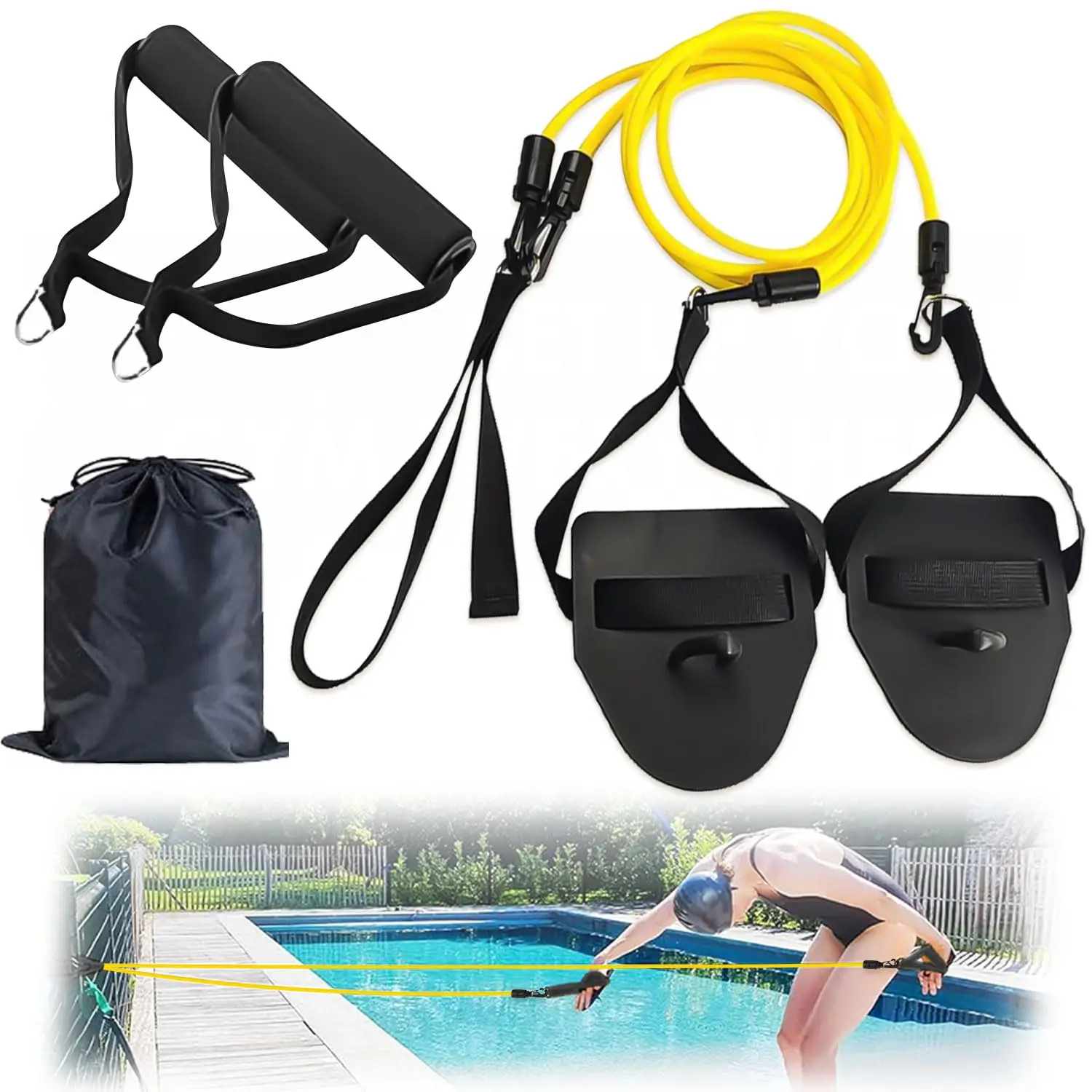 Professional Simulation Swimming Exercise Land Arm strength Work Out Fitness Resistance Band Hand Webbed Paddle Swimming Forging