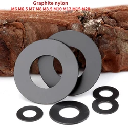40-400pcs M6 M6.5 M7 M8 M8.5 M10 M12 M15 M20 Black Graphite Nylon Washer Hard Plastic Ultra-Thin Insulating Flat Gasket