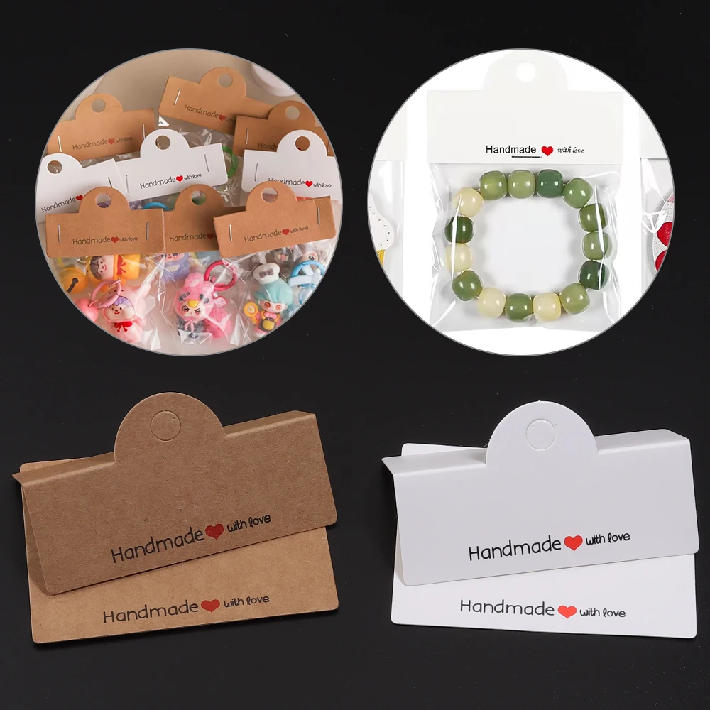 50sets Handmade Jewelry Package Bags Including 50Bags And 50Cards Bracelets Earrings Necklace Gift Jewelry Display Clear Bags