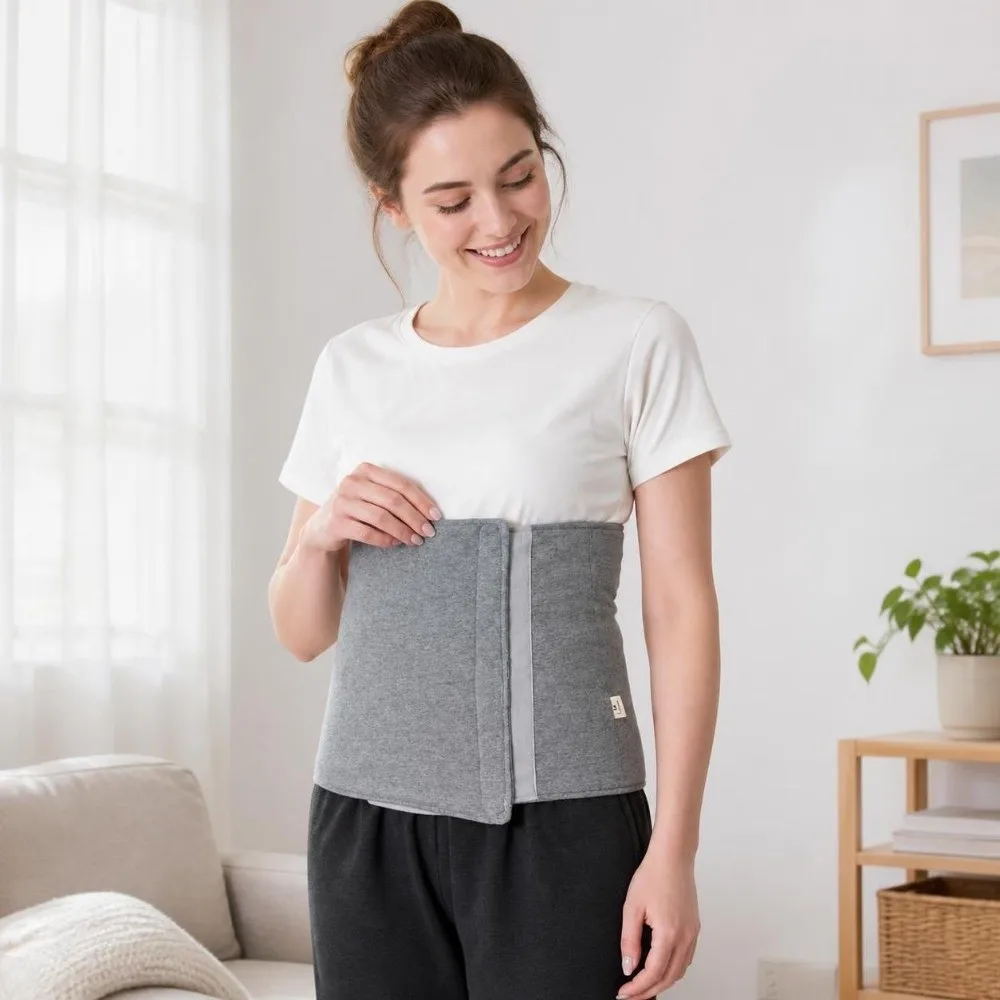 Adjustable Waist Warmer Belt Cotton Filling Breathable Back Support Protector Thick Thermal Hook-and-Loop Belly Warmer Belt