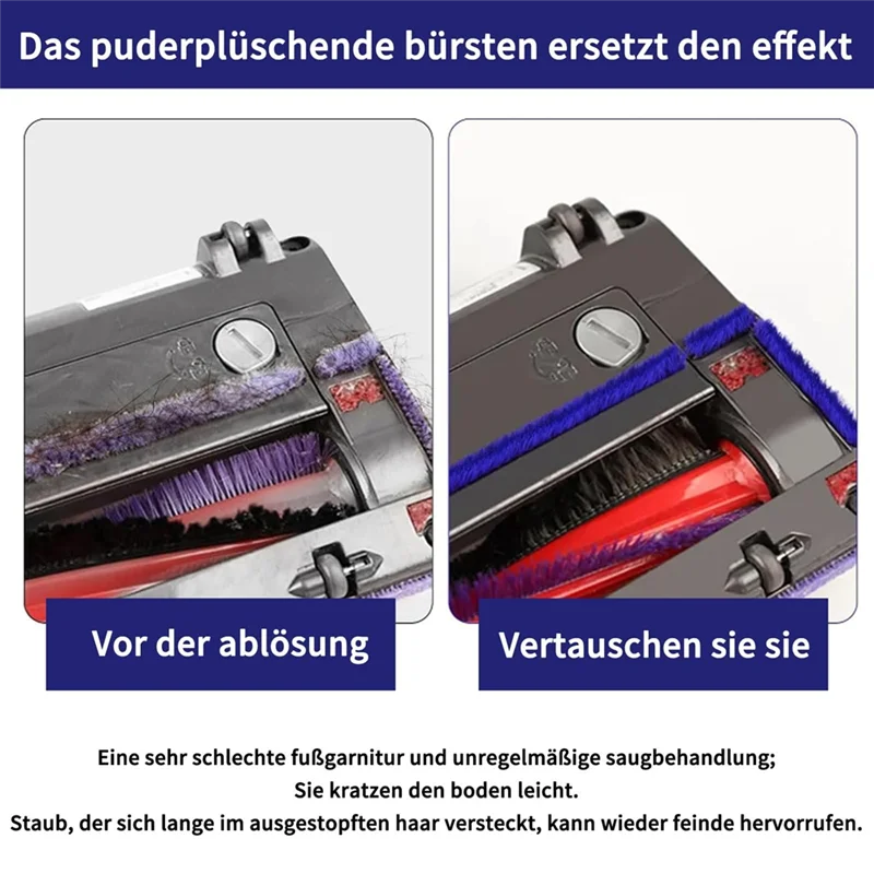 AB51 Dyson V6, V7, V8, V10, V11 진공 청소기, 클리너 헤드 액세서리용 소프트 플러시 스트립 액슬 교체 캐스터