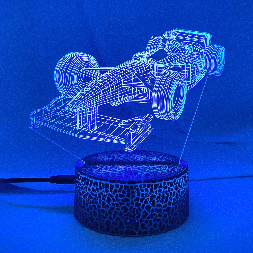 F1 Formula 1 Racing Car 3d Illusion Led Night Light for Child Bedroom Decorative Nightlight Unique Gift for Kids Room Desk Lamp