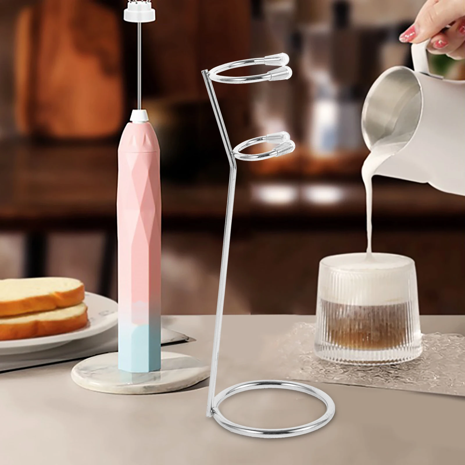 

Frother Stand Stainless Steel Milk Frother Holder For Kitchen Coffee Rack Desktop Eggbeater Stand Mixer Rest