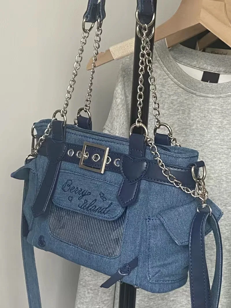 Wewnętrzna tkanina oxford śliczna torba na ramię DIY itabag dla kobiet gorąca dziewczyna w stylu y2k z łańcuszkiem