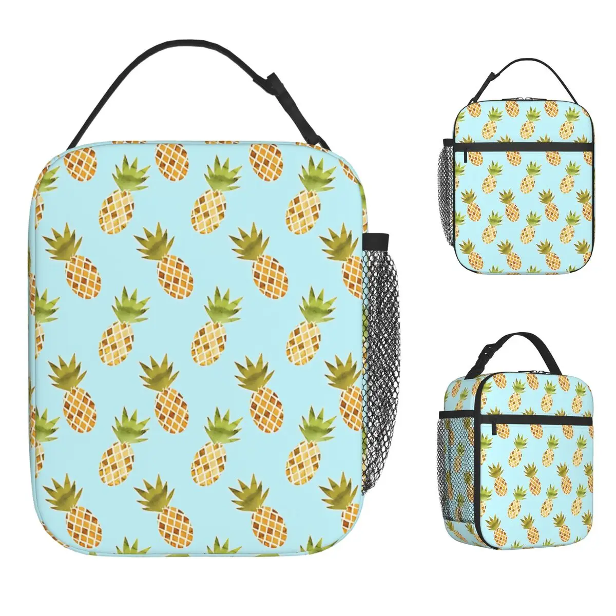 

Tropical Pineapple Lunch Bag Retro Lunch Box For Women Office Portable Insulated Cooler Bag Oxford Graphic Thermal Lunch Bags