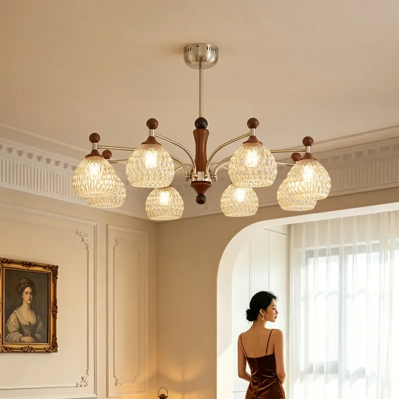 for 2025 New North American Walnut French Antique Lamp for American Retro Living Room Light High End Dining Room Lighting