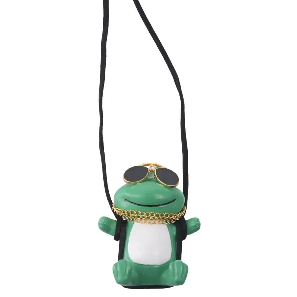 Green Swinging Frog Car Hanging Ornament Frog Shape Gypsum Plaster Car Pendant Decoration 5*4*6cm Car Interior Accessories