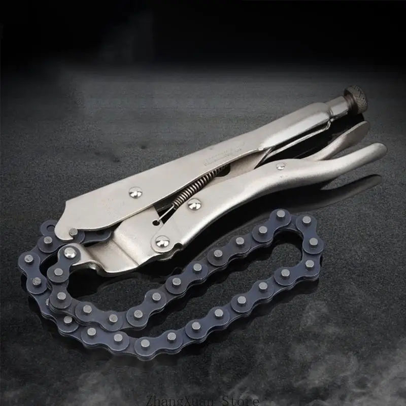 Feststellbare Kettenklemme mit Kette Hochleistungs-Kettenschraubstockschlüssel Kettenklemmenverriegelung 3XUF – Detail 8