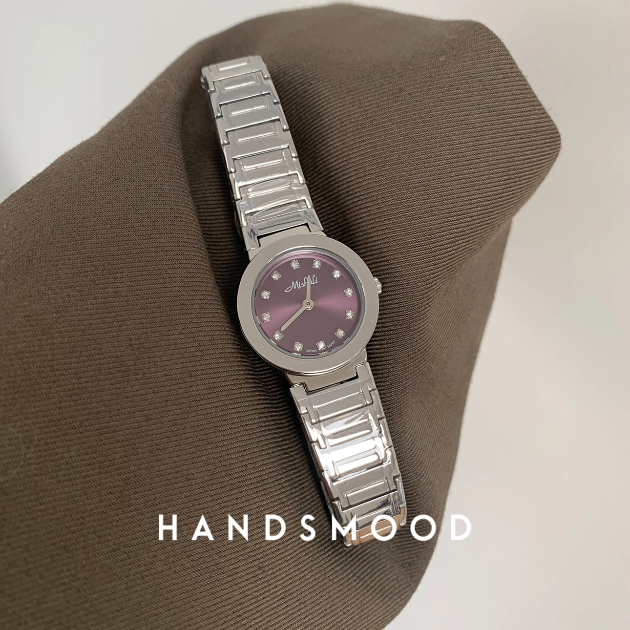 ساعة أصلية للسيدات باللون الأرجواني، ساعة بسلسلة صغيرة مستديرة، ساعة كوارتز عصرية فاخرة تناسب الجميع، ذات جودة عالية #2