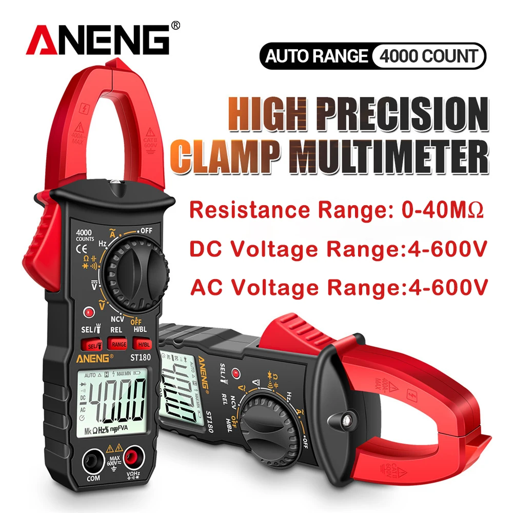 ANENG ST180 4000 Counts Digital AC Current Multimeter Clamp Meters Ammeter Voltage Tester Car Amp Hz Capacitance NCV Ohm Tools