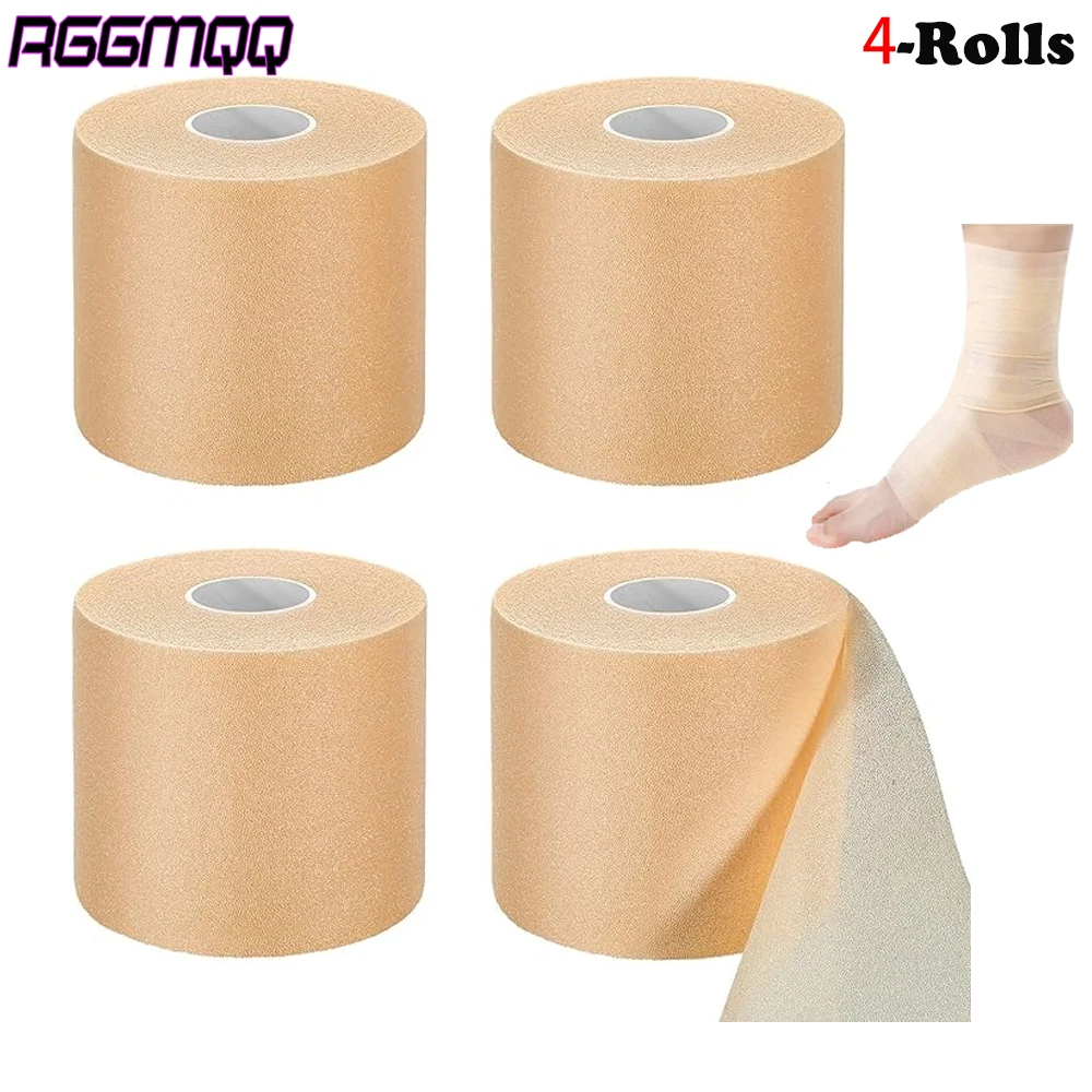 RGGMQQ 4PCS Pre Wrap Athletic Tapes Hair Prewrap Strip Tapes for Soccer Ankles Wrists Sports Foam Tape- Protect for Hands Knees