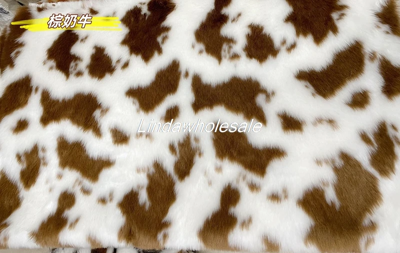 Nuovo tessuto in pelliccia sintetica con motivo mucca a pois cervo, tessuto in peluche imitazione coniglio, abbigliamento, scarpe, cuscini del sedile, materiale giocattolo per bagagli