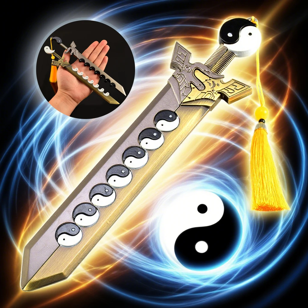 

Cold Arms Model Full Metal Crafts Tai Chi Yin Yang Eight Trigraph Sword 26cm Detachable Splicing Toy Ornaments Katana Boy Gift