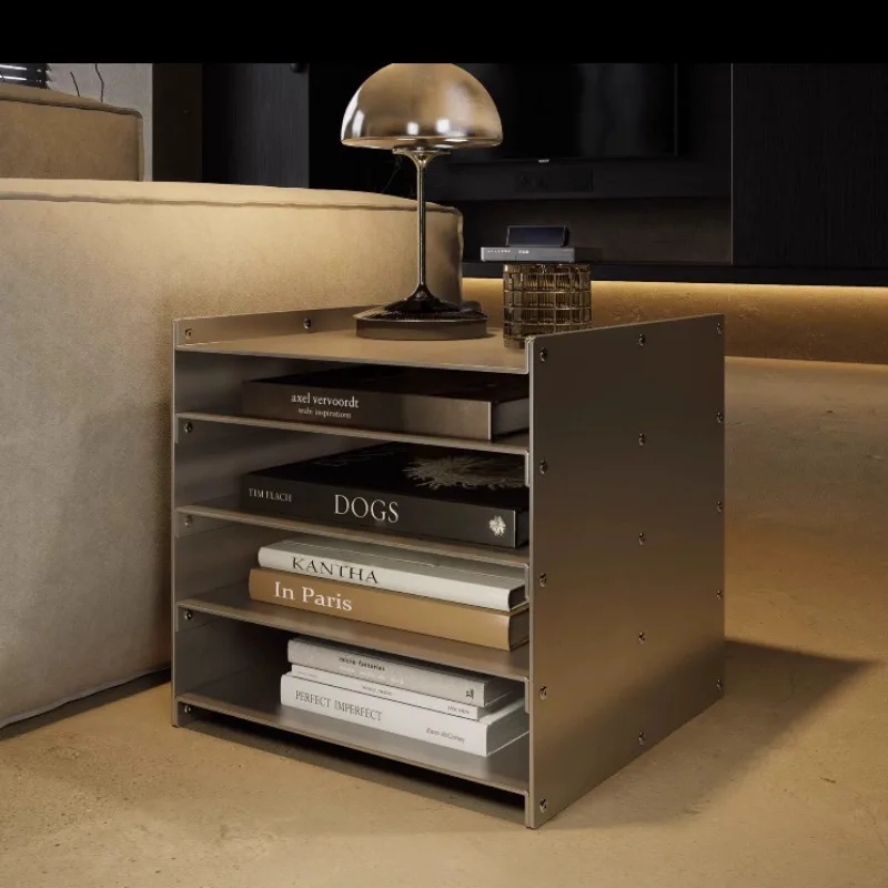 Ndustrial Style Metal Shelf, Stainless Steel Storage Cabinet for Living Room, Office, Modular Design with Adjustable Levels
