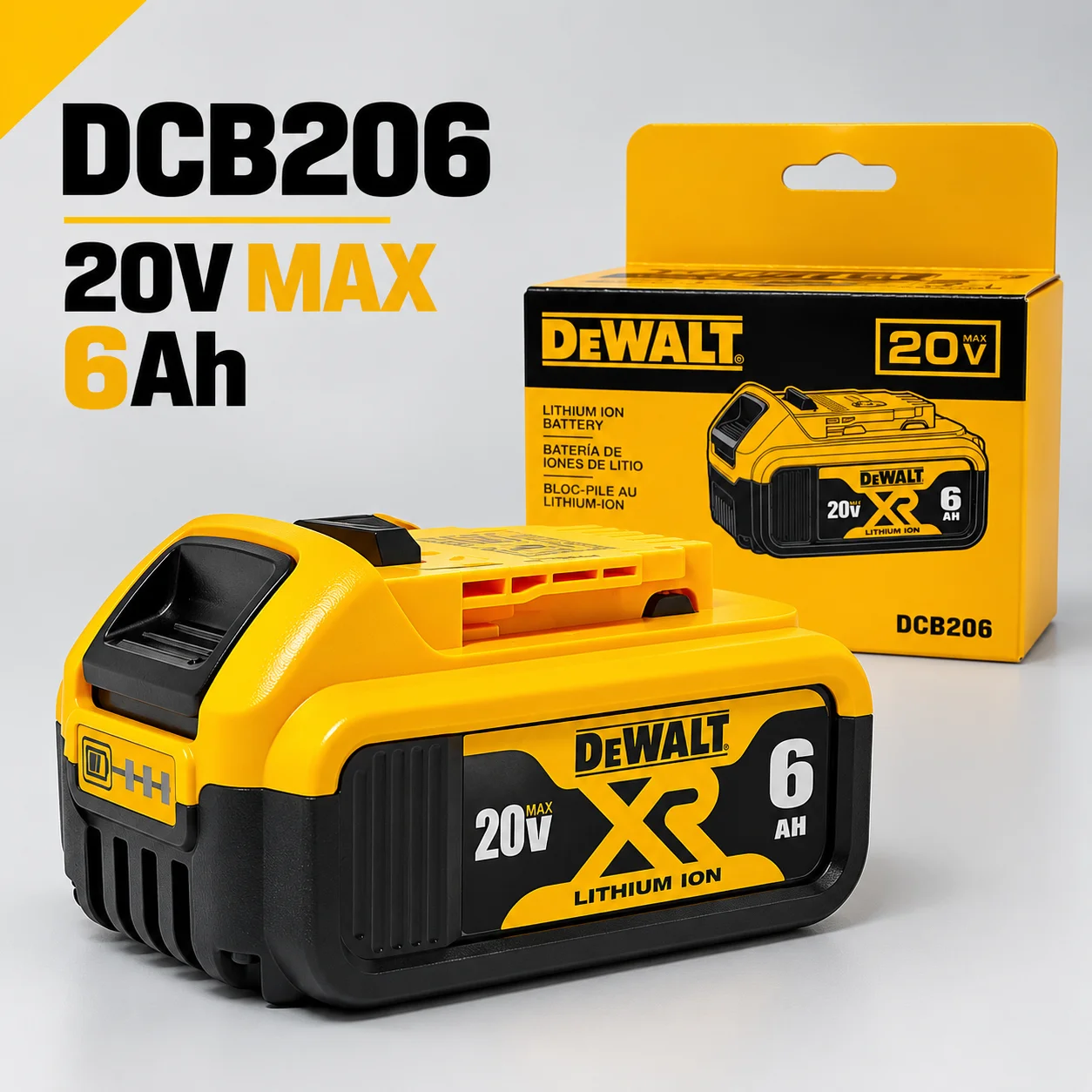 Original Dewalt 20V Battery 6AH Battery,DeWalt DCF DCD DCG DCS DWE Series Power Tools Battery Replaceable DCB200 DCB181 DCB184