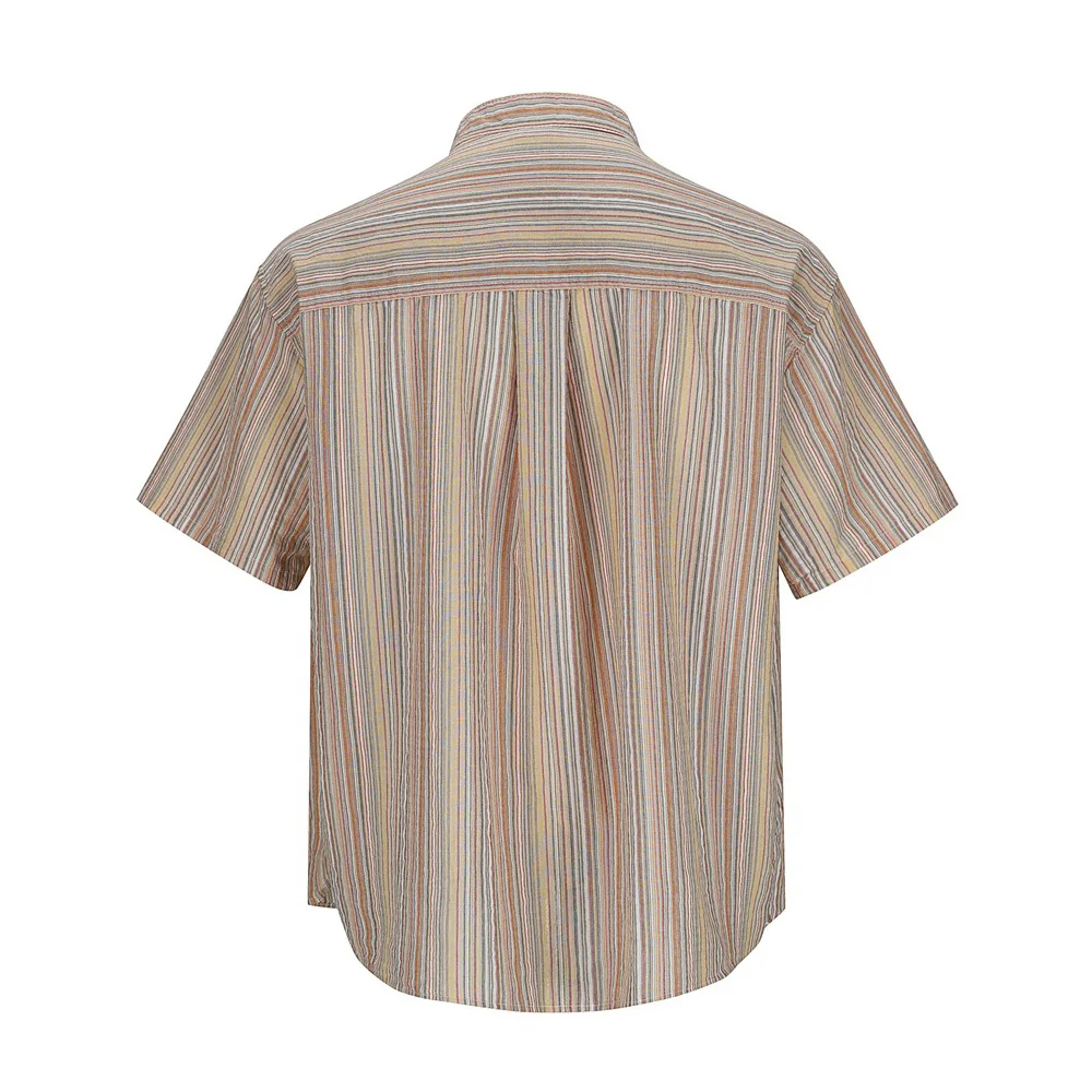 Autumn Shirt Men Japanese Korean Streetwear Cityboy Loose Casual Oversize Long Sleeve Stripe Shirts Blouses