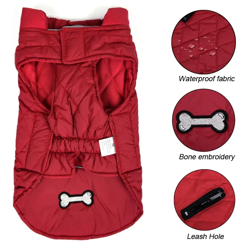 Winter Warm Dog Clothes Waterproof Reversible Pet Jacket for Small Medium Large Dog Coat French Bulldog Vest Labrador Costumes