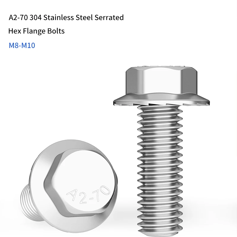 2-5Pcs M12 GB5789 A2-70 304 Stainless Steel Serrated Hex Flange Bolts Anti-Vibration Integrated Washer Screws