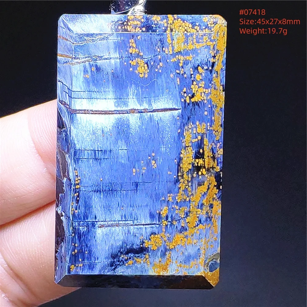 Natural Blue Pietersite Chatoyant Pendant Namibia Rectangle Bead Women Men Cat Eye Fashion Jewelry Rare AAAAAA