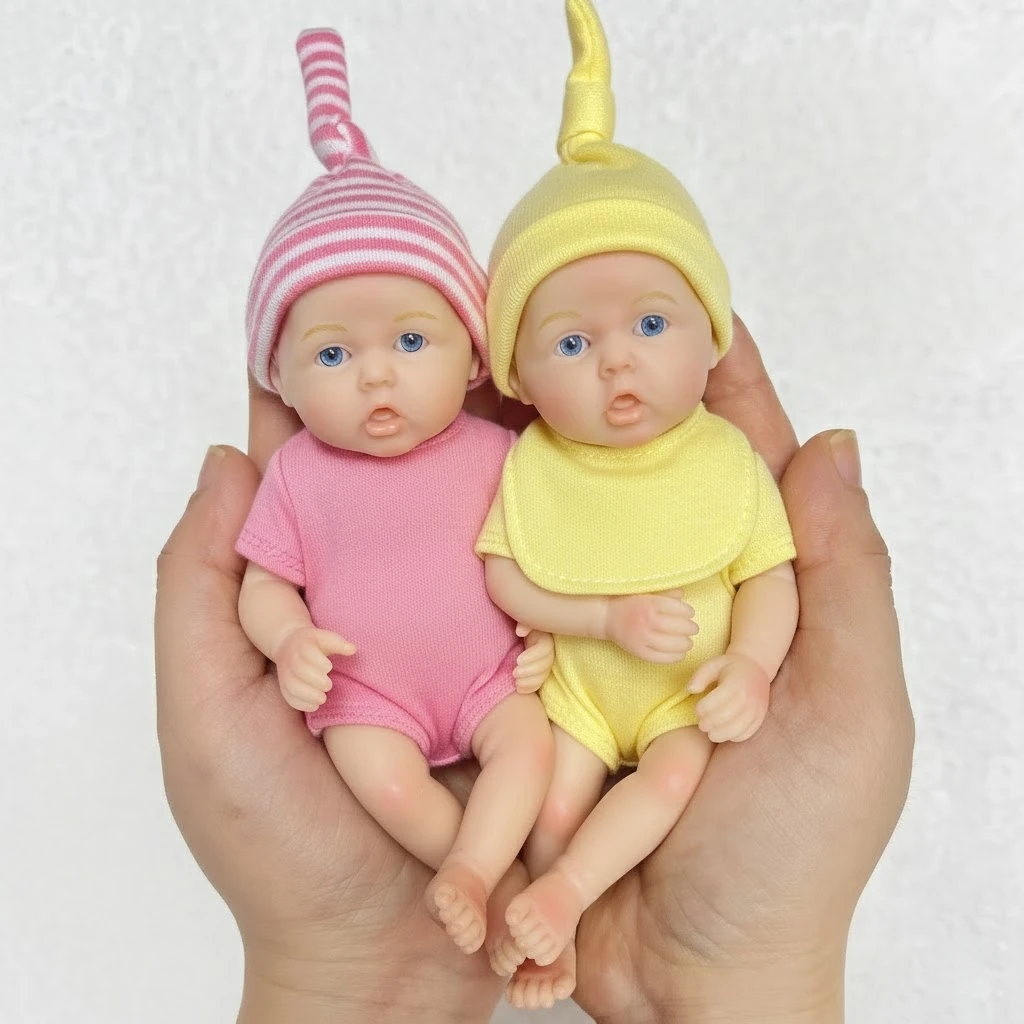 

6Inch /15CM Mini Adorable Whole Solid Silicone Reborn Doll Painted Realistic Handmade Reborn Dolls For Kid's Gift Bebê Reborn