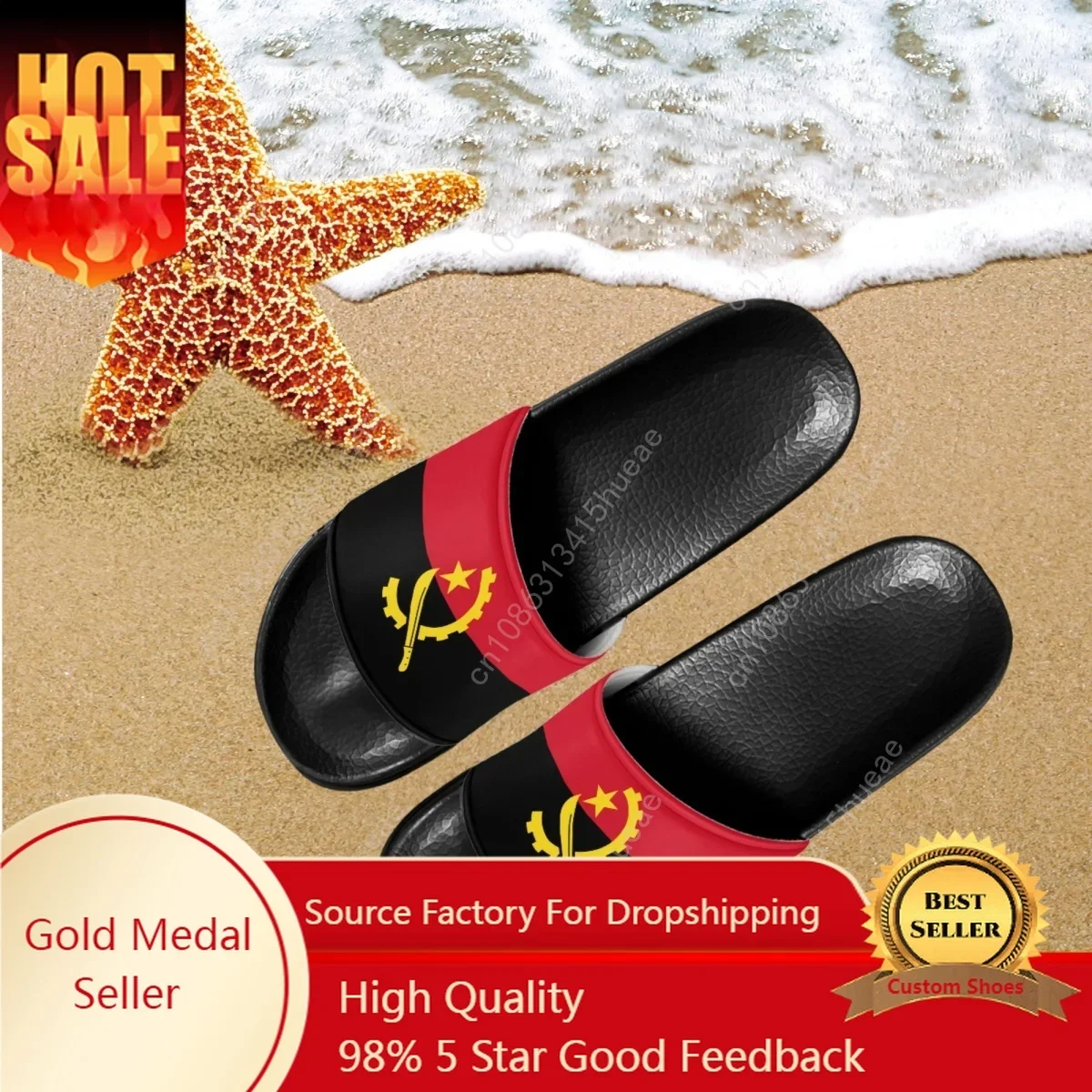 

Fashion Summer Women Slippers Angola Flag Design Pattern Casual Anti-slip Beach Slides for Ladies Home Bathroom Slippers Flats