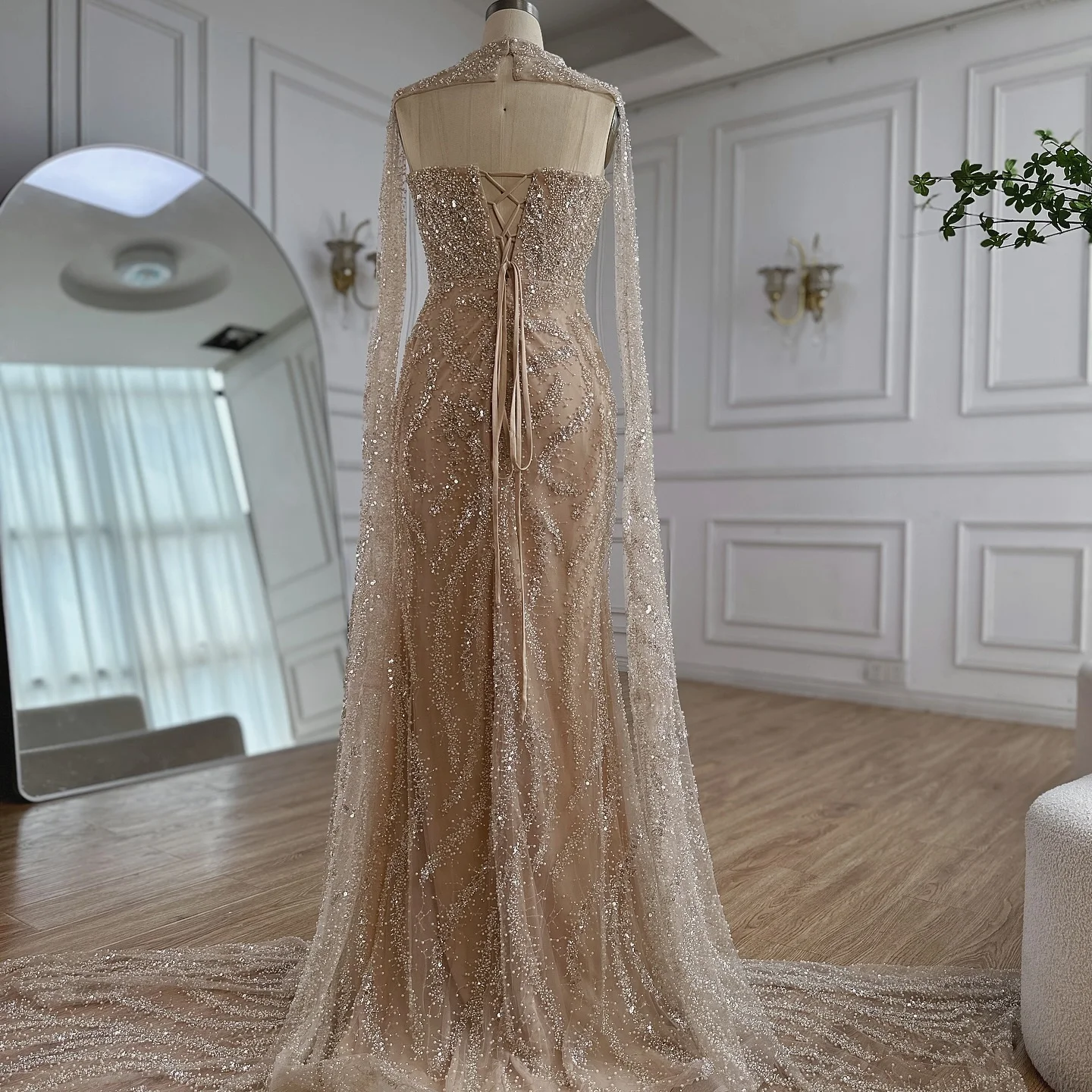 Nude Strapless Mermaid Evening Dress SERENE HILL Gown with Detachable Cape  Lace-Up Back for Formal Occasion GLA72824 Customized - AliExpress