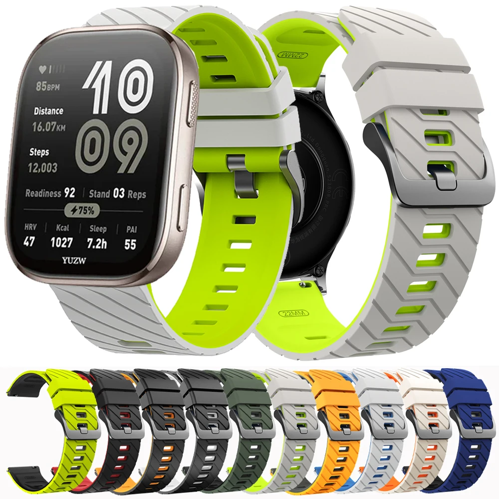 Bracelet de montre en Silicone de 22mm, pour Amazfit Pace/BALANCE 2/GTR 2 3 4 Pro/GTR 47mm/Active Max, Bracelet de sport Amazfit Bip 6 5 UNITY Stra
