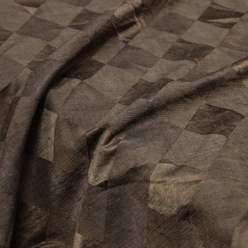 Natural oak silk jacquard diamond-shaped pod plant-dyed fabric new Chinese-style clothing designer's