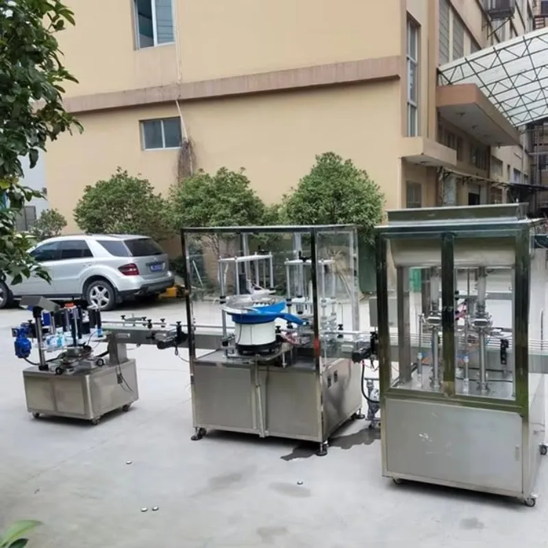 Fully Automatic 4-nozzle Cream Viscous Liquid Filling Machine Is Used for Mixing Cosmetic Bottles, Jars and