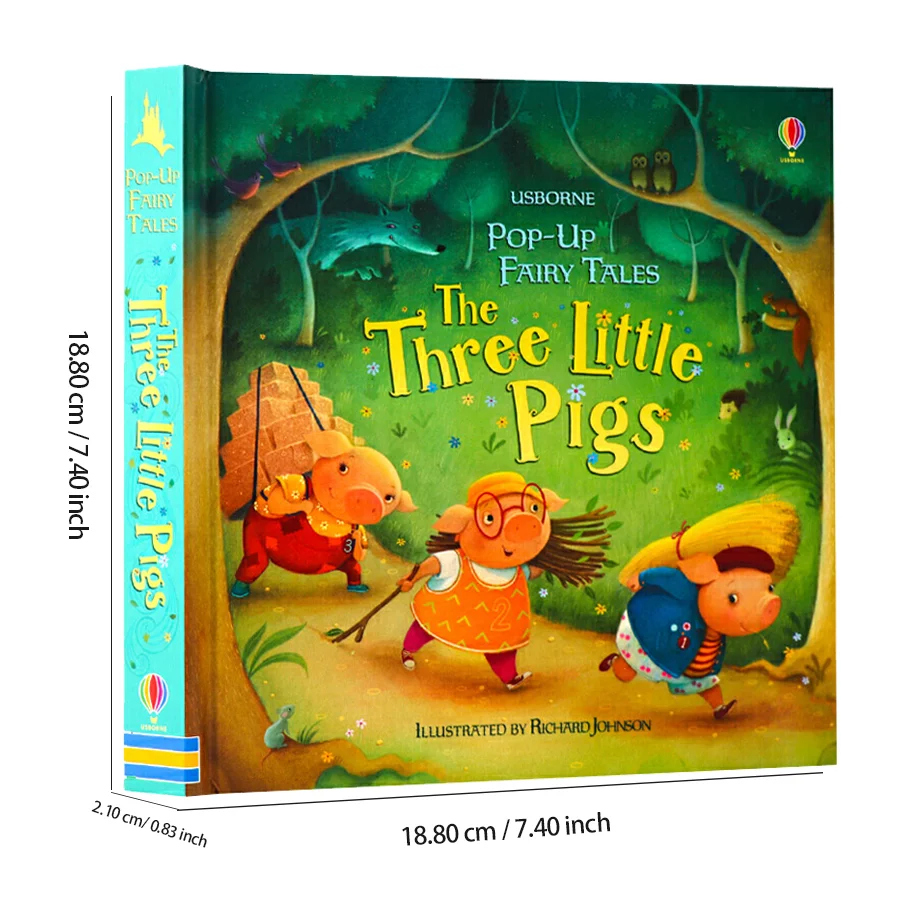 Pop-Up Three Little Pigs English 3D Flap English Picture Book, Early Education Storybook, Bedtime Reading Learning Materials