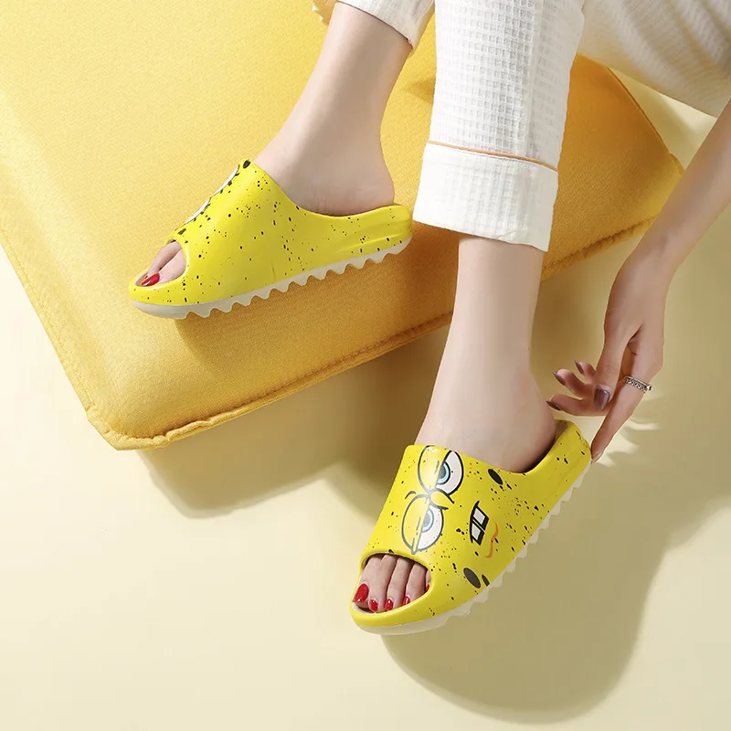 Spongebob Cartoon Slippers Cosplay Cute Summer Female Kawaii Soft Bottom Non-Slip Thickened Home Shoes Couple Beach Shoes Gifts