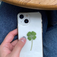 Simple Lucky Clover Creative Green Lovely Phone Case For iPhone 16 15 14 13 12 11 Pro Max XR XS Max 7 8 Plus MINI Y2K Cute Cover