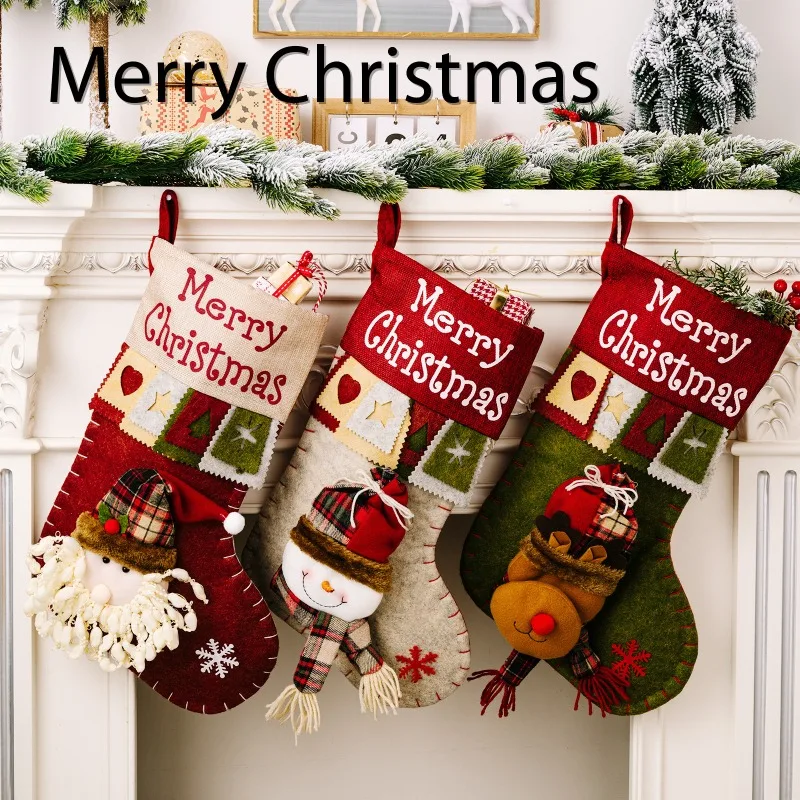 Christmas Decorative Supplies High-end Cartoon Christmas Socks Three-dimensional Socks Gift Bag Decorative Socks Pendant