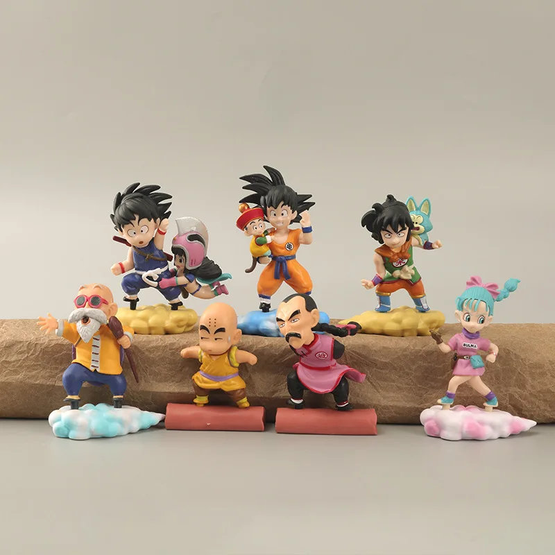 

7Pcs/Set Dragon Ball Anime Figure Goku Son Gohan Cake Collection PVC Action Figures Model Children Toys Gifts